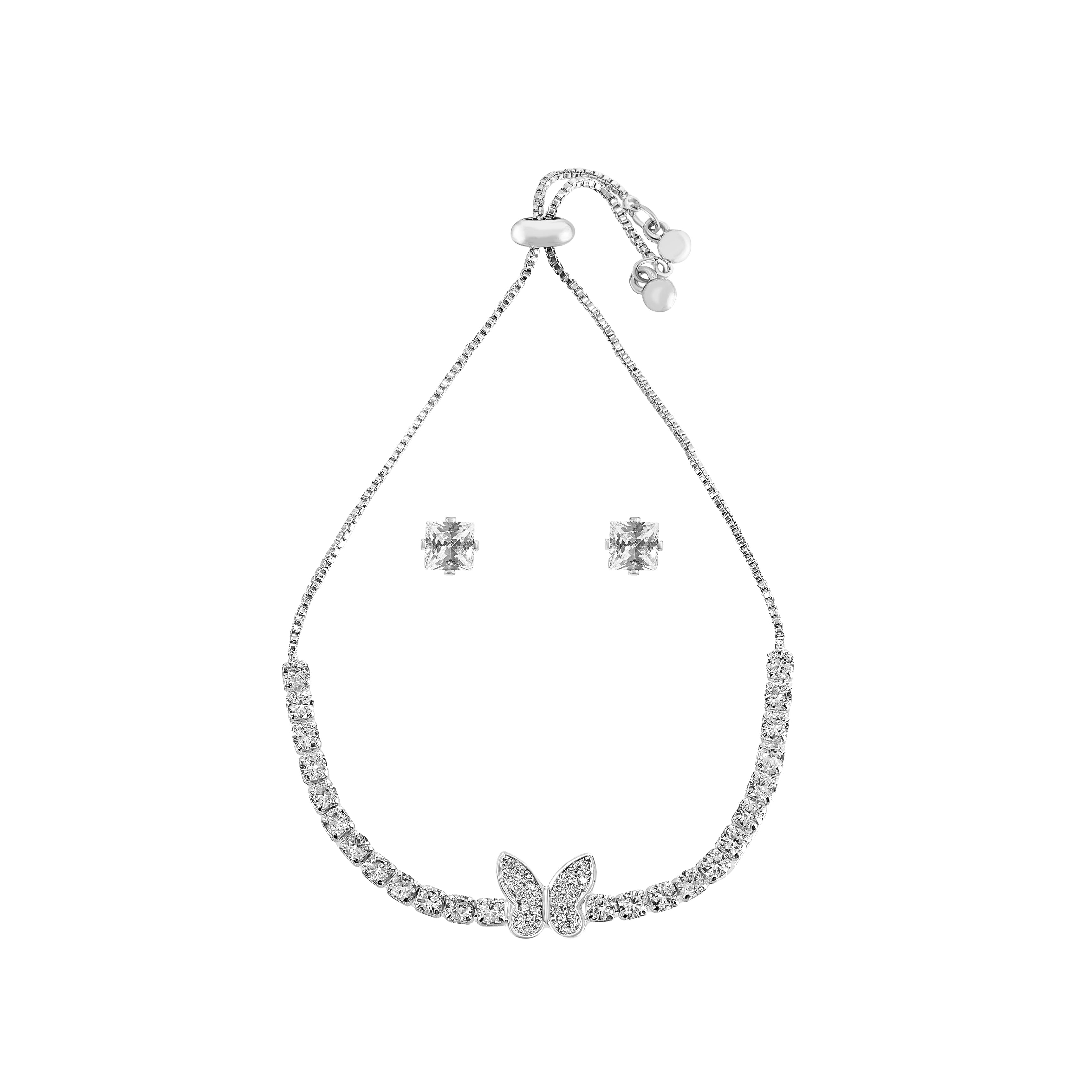 Danecraft Cubic Zirconia Tennis Bracelet & Earrings Set