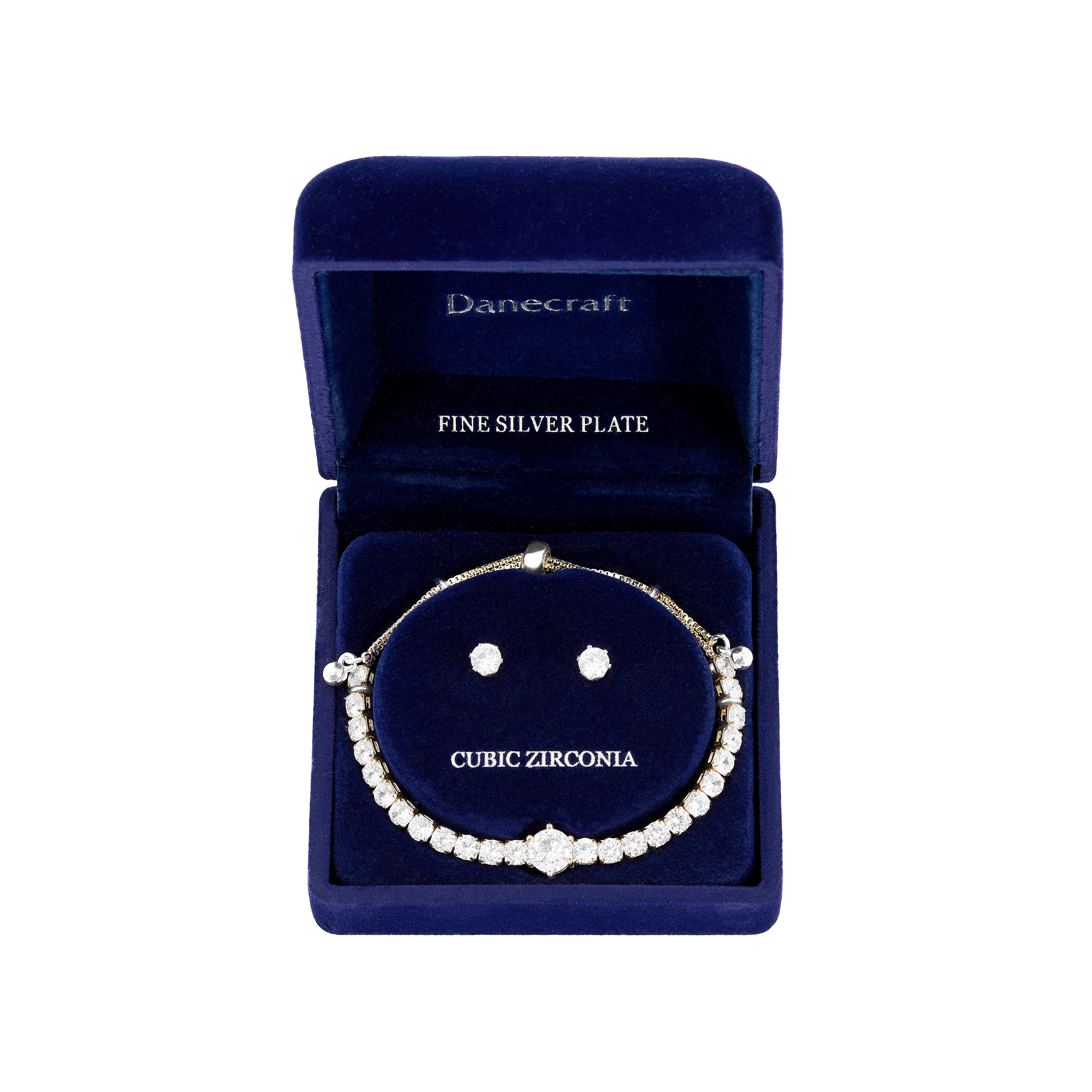 Danecraft Cubic Zirconia Tennis Bracelet & Earrings Set