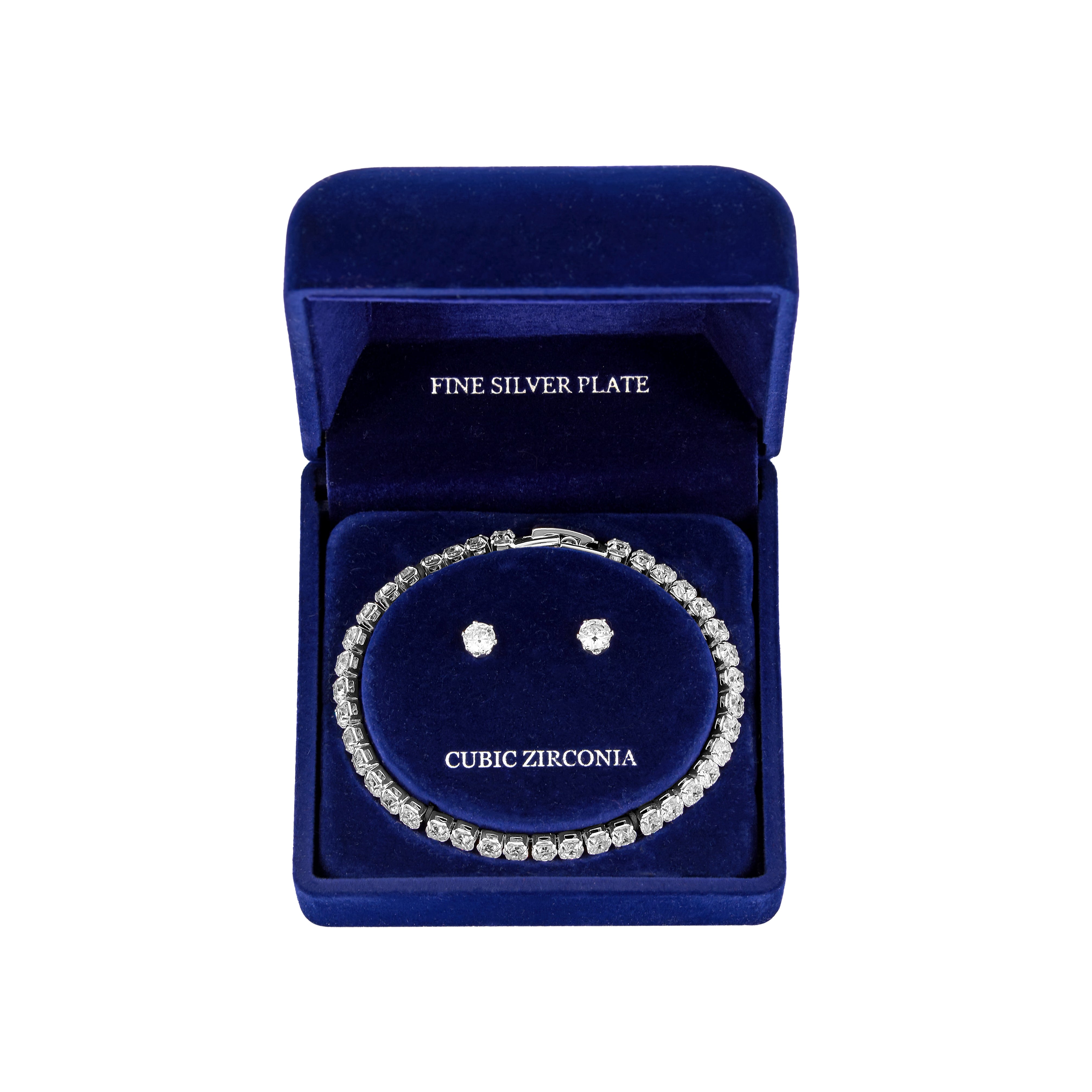 Danecraft Cubic Zirconia Tennis Bracelet & Earrings Set