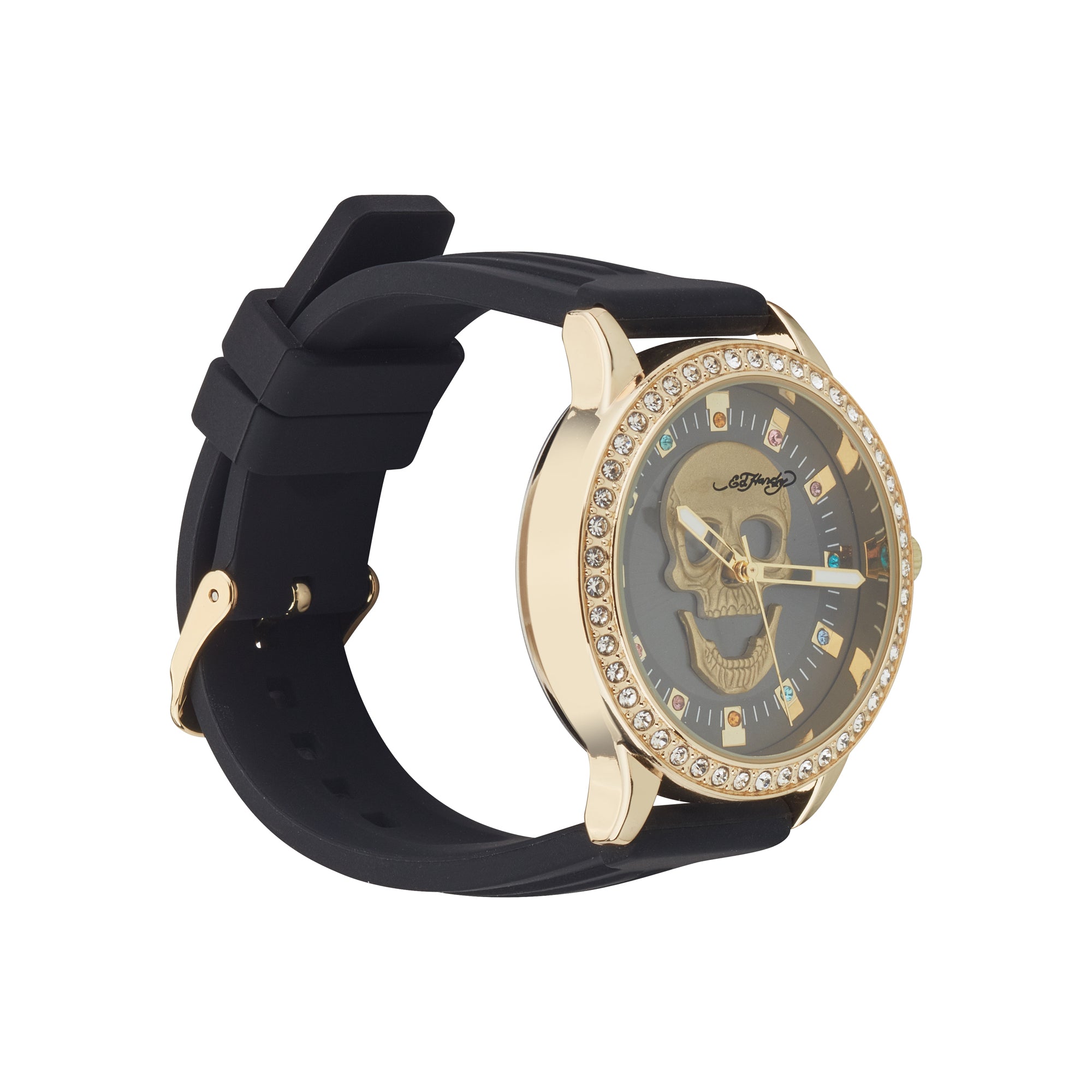 Ed Hardy Ladies Rubber Black/Black Plain Analog Watch