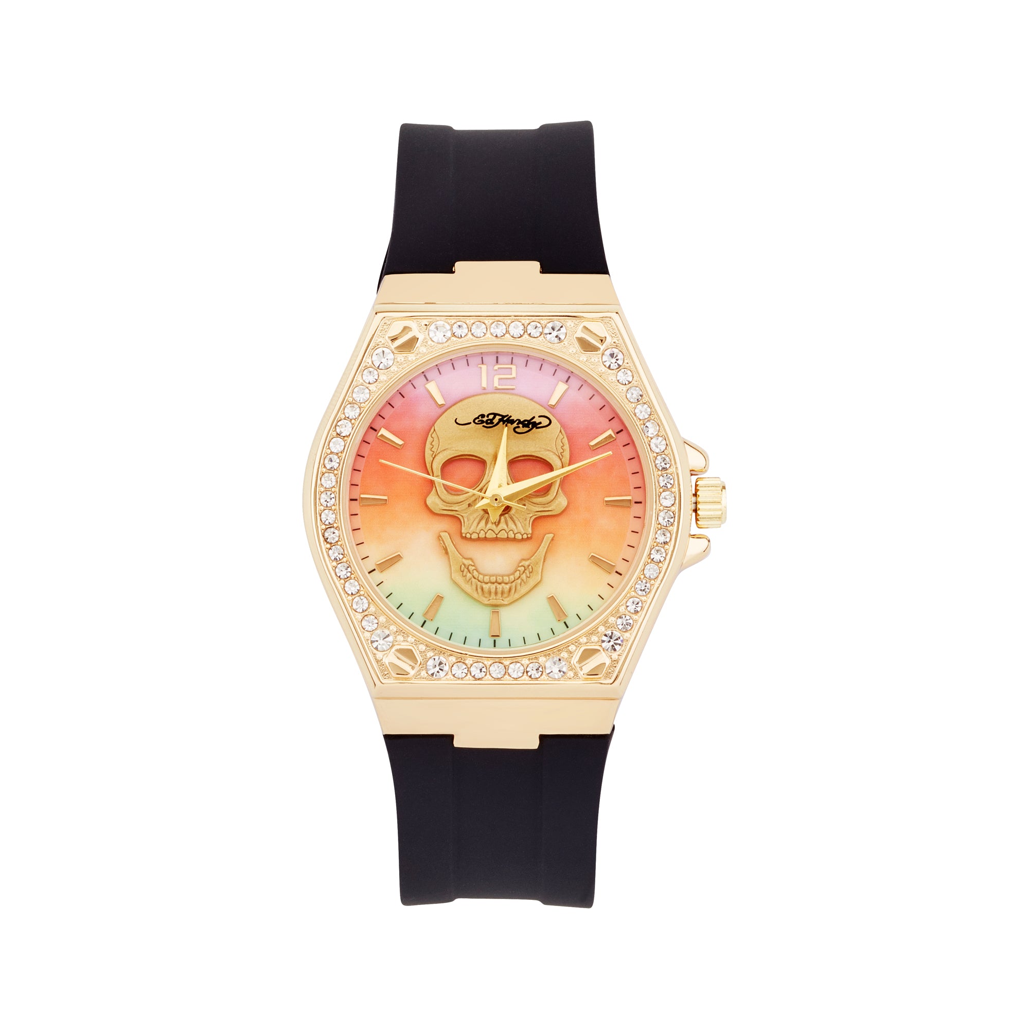 Ed Hardy Ladies Mul(Prt)/Black Plain Watch Analog