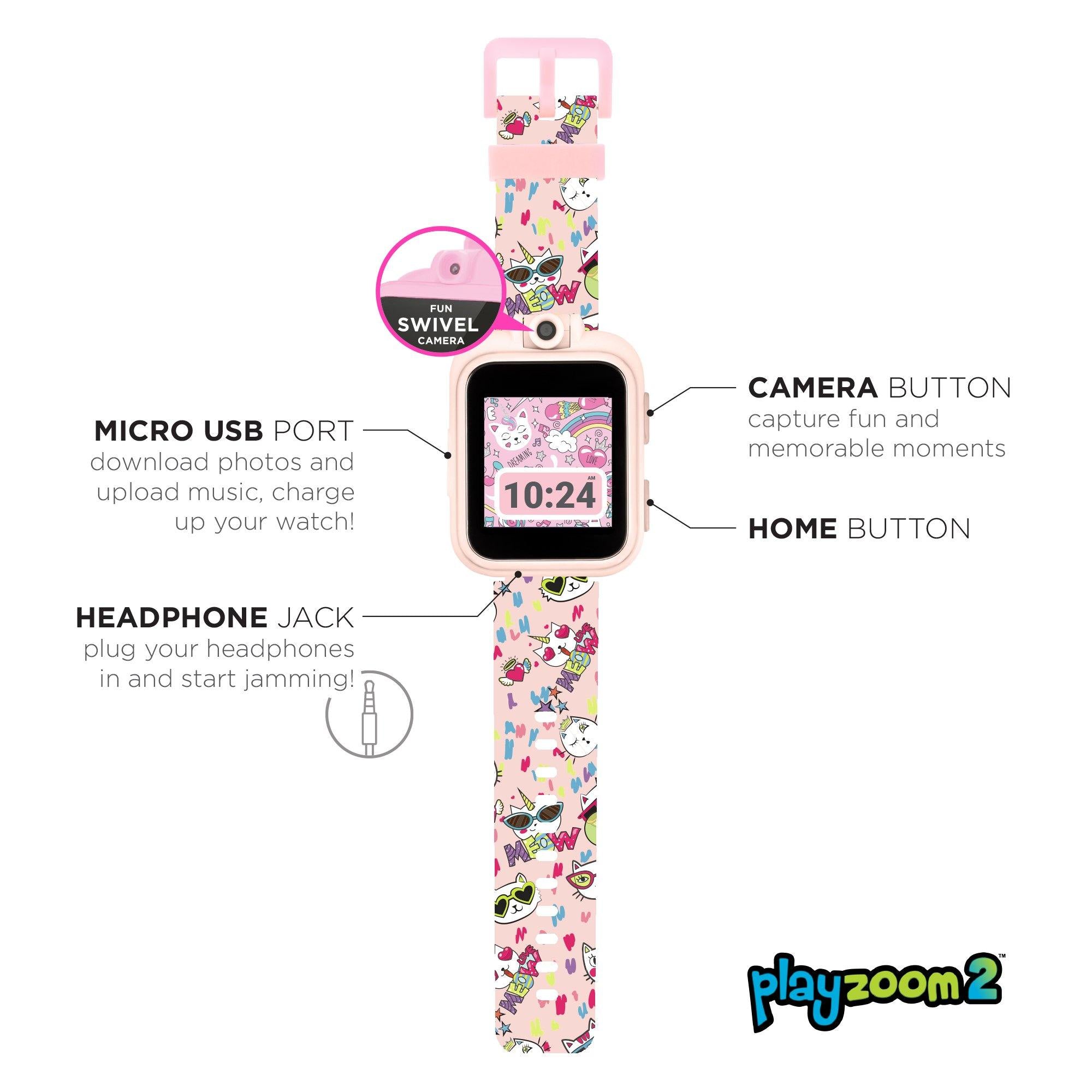 PlayZoom 2 Kids Smartwatch: Blush Cat Print affordable smart watch