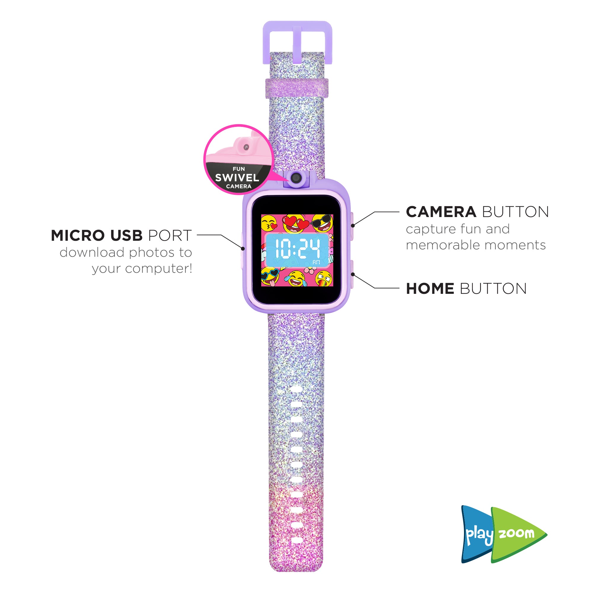 PlayZoom Smartwatch for Kids: Purple Glitter affordable smart watch