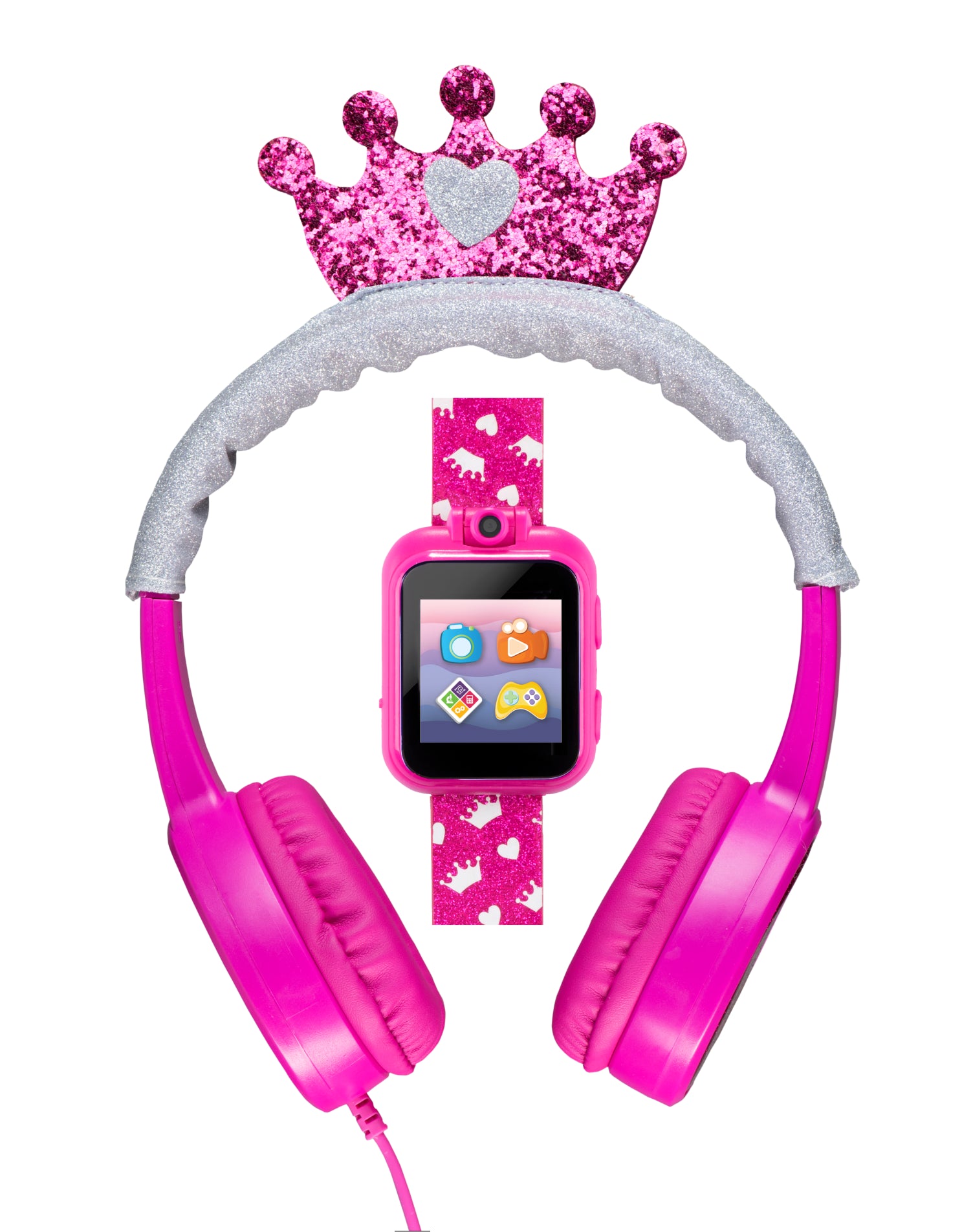 PlayZoom Kids Smartwatch with Headphones: Fuchsia Multi with Crown affordable smart watch with headphones