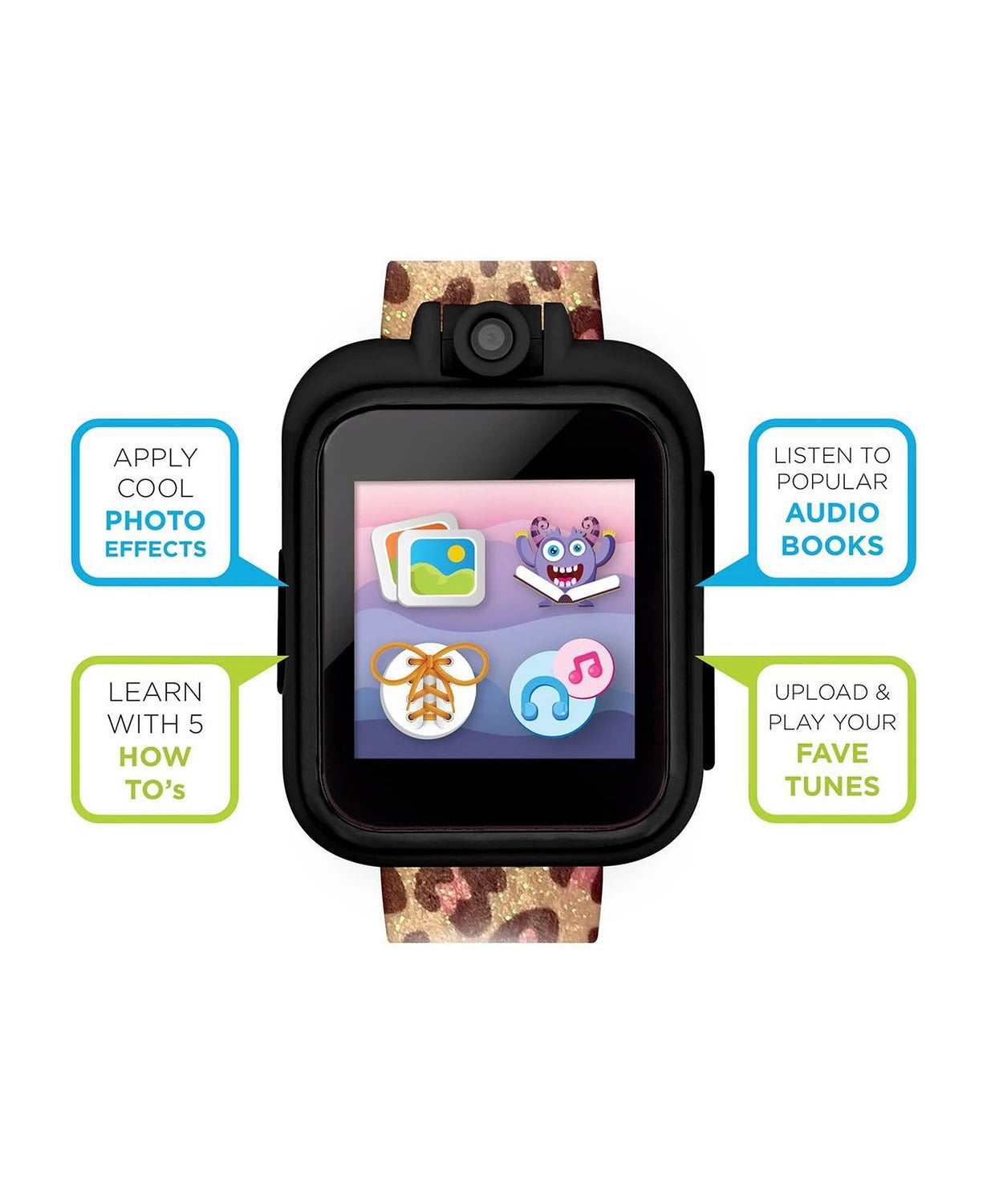 PlayZoom 2 Kids Smartwatch & Earbuds Set: Leopard Print