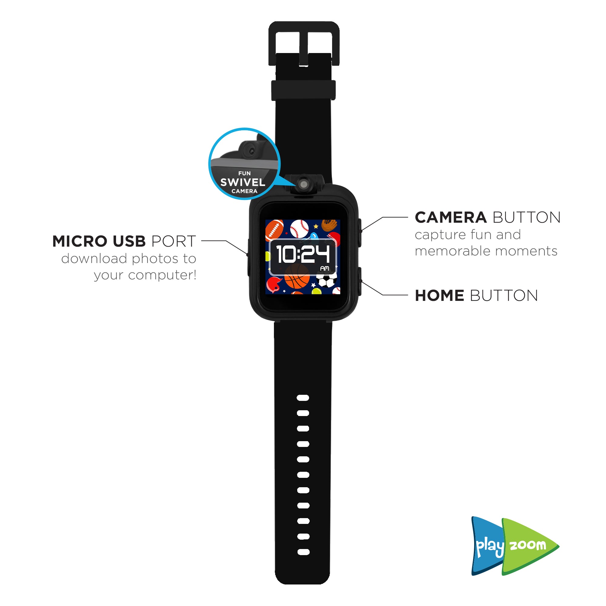 PlayZoom Smartwatch for Kids: Black affordable smart watch